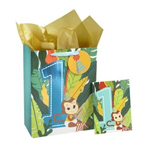 maypluss 13″ large gift bag for one birthday with birthday card and tissue paper