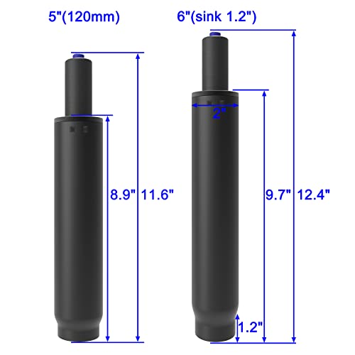 AAGUT 5'' Stroke Office Chair Gas Lift Cylinder Replacement,Pneumatic Shock Heavy Duty (450 lbs) Office Chair Parts & Universal Size, Class 4 Hydraulic Piston, Black