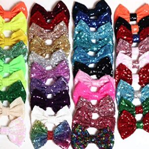 CLGIFT Set of 12 Sequin Bows 5 Inches Large Glitter Bows Wholesale Bows, DIY Fabric Hair Bows - No Clips (Pick Your Own)