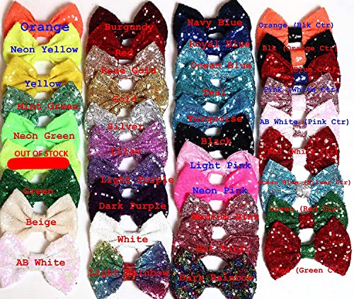 CLGIFT Set of 12 Sequin Bows 5 Inches Large Glitter Bows Wholesale Bows, DIY Fabric Hair Bows - No Clips (Pick Your Own)