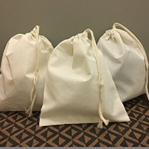 Reusable Eco friendly 10x12 Inches Cotton Thick Single Drawstring Muslin Bags "premium quality (Natural Color)-25 count pack