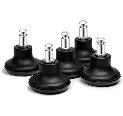 Bell Glides Replacement Office Chair or Stool Swivel Caster Wheels to Fixed Stationary Castors, Low Profile Bell Glides with Soft Rubber Bottom Instead of Self Felt Pads, Chair Feet Wheel Stopper