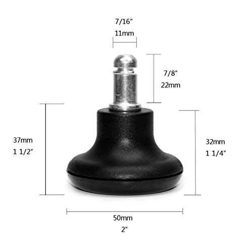 Bell Glides Replacement Office Chair or Stool Swivel Caster Wheels to Fixed Stationary Castors, Low Profile Bell Glides with Soft Rubber Bottom Instead of Self Felt Pads, Chair Feet Wheel Stopper