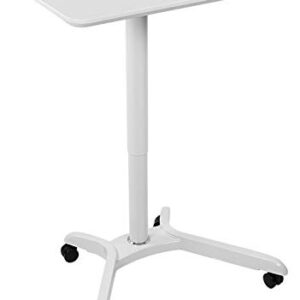 Mount-It! Standing Mobile Laptop Cart, Sit Stand Rolling Desk with Height Adjustable 31.1" x 20.5" Platform, Supports up to 17.6 lbs, White