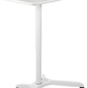 Mount-It! Standing Mobile Laptop Cart, Sit Stand Rolling Desk with Height Adjustable 31.1" x 20.5" Platform, Supports up to 17.6 lbs, White