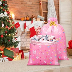 4 Pcs Jumbo Gift Bags 56 In Large Gift Bags with 4 Rolls Ribbons Giant Gift Bags for Huge Gifts Plastic Gift Bags for Presents Wrapping Bike Wrapping Birthday Christmas Party Any Occasion（Pink Dots）