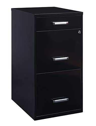 Hirsh Industries 18in. Deep 3 Metal Organizer Pencil Drawer SOHO Vertical File Cabinet, Black