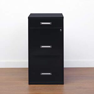 Hirsh Industries 18in. Deep 3 Metal Organizer Pencil Drawer SOHO Vertical File Cabinet, Black