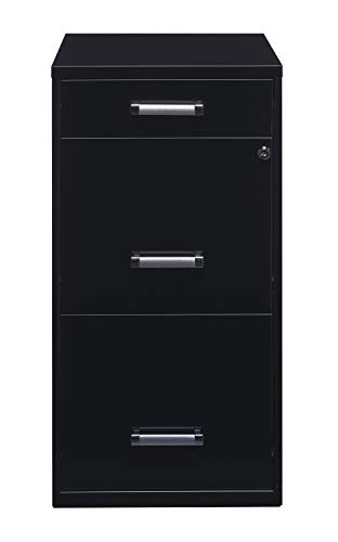 Hirsh Industries 18in. Deep 3 Metal Organizer Pencil Drawer SOHO Vertical File Cabinet, Black