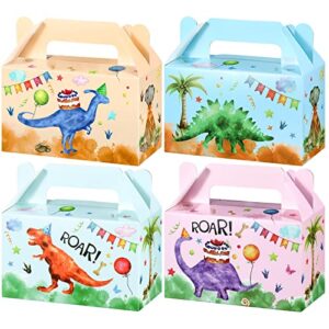 16 packs watercolor dinosaur candy treat boxes dinosaur theme happy birthday treat boxes candy goodies gift bags for baby shower boys girls birthday party decorations supplies, 6 x 3 x 5.5 inches
