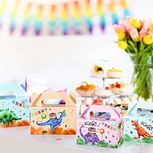16 Packs Watercolor Dinosaur Candy Treat Boxes Dinosaur Theme Happy Birthday Treat Boxes Candy Goodies Gift Bags for Baby Shower Boys Girls Birthday Party Decorations Supplies, 6 x 3 x 5.5 Inches