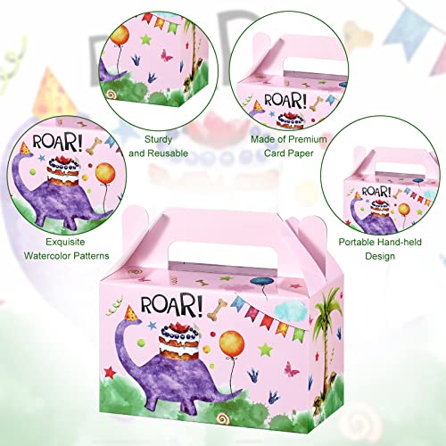 16 Packs Watercolor Dinosaur Candy Treat Boxes Dinosaur Theme Happy Birthday Treat Boxes Candy Goodies Gift Bags for Baby Shower Boys Girls Birthday Party Decorations Supplies, 6 x 3 x 5.5 Inches
