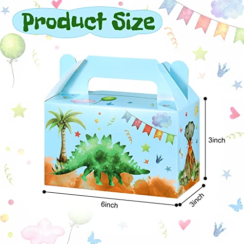 16 Packs Watercolor Dinosaur Candy Treat Boxes Dinosaur Theme Happy Birthday Treat Boxes Candy Goodies Gift Bags for Baby Shower Boys Girls Birthday Party Decorations Supplies, 6 x 3 x 5.5 Inches