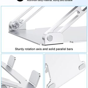 RIWUCT Adjustable Laptop Stand, Ergonomic Laptop Riser Holder for Desk, Aluminum Sturdy Dual Rotation Axis Foldable Computer Stand, Compatible with MacBook Pro All Notebooks 10-16" (Silver)