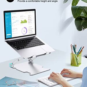 RIWUCT Adjustable Laptop Stand, Ergonomic Laptop Riser Holder for Desk, Aluminum Sturdy Dual Rotation Axis Foldable Computer Stand, Compatible with MacBook Pro All Notebooks 10-16" (Silver)
