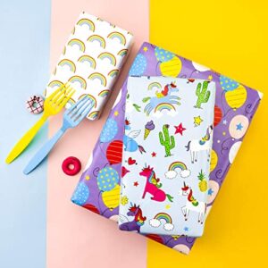 MAYPLUSS Birthday Wrapping Paper Roll - Mini Roll - 17 inch X 120 inch Per roll - Unicorn Design (42.3 sq.ft.ttl)