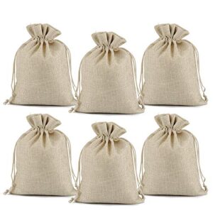 lucky monet 25/50/100pcs burlap gift bags wedding hessian jute bags linen jewelry pouches with drawstring for birthday, party, wedding favors, present, art and diy craft (50pcs, cream, 7” x 9”)