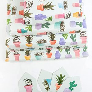 Central 23-6 Wrapping Paper Sheets - Green Pot Plants - Trendy Gift Wrap for Girls Teenagers Women - Birthday - Recyclable - Eco