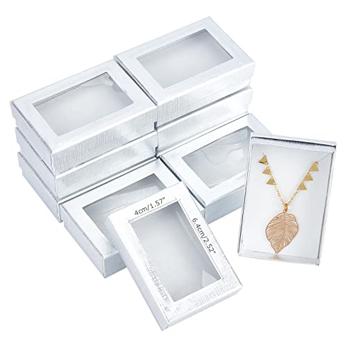 NBEADS 30PCS Silver Gift Boxes Presentation Box with Padding - Birthday Gift Box - Nail Packaging Boxes Cardboard Jewelry Boxes 3.54"x2.56"x1.1" for Christmas Packaging