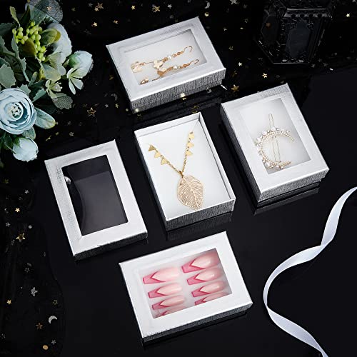 NBEADS 30PCS Silver Gift Boxes Presentation Box with Padding - Birthday Gift Box - Nail Packaging Boxes Cardboard Jewelry Boxes 3.54"x2.56"x1.1" for Christmas Packaging