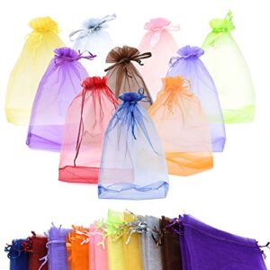 renashed 50pcs 8 x 12 inch drawstring organza gift bags jewelry party wedding favor party festival gift bags candy bags (50pcs mix color)