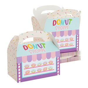 blue panda 24 pack donut treat boxes with handles for goodies, donut grow up birthday party supplies (6 x 3.3 x 3.6 in)