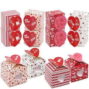 aviski 12pcs valentine’s day treat boxes small goodie present boxes recycled party favor boxes heart printed cardboard box for candy, cookies and party favors, 4 patterns