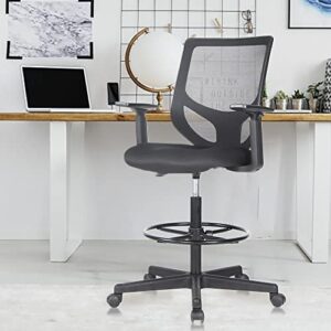 mcq drafting chair tall office chair for standing desk adjustable height office desk chair with adjustable armrests and foot-ring for home office drafting