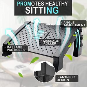 Ergonomic Foot Rest Under Desk, Adjustable 6 Height Office Foot Rest for Under Desk with Soft Comfort Gel Pad, Foot Rest Under Desk with Massage Surface, Soft Comfort Gel Pad for Leg Pain Relief