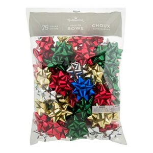 hallmark holiday 3″ bow assortment (75 bows; traditional holiday colors) for christmas gifts