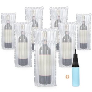 yimerlen 10 packs wine bottle travel protector bags, inflatable air column bubble bag for wine, glass bottle protection in transportation 15.8 x 9.5 in（with reusable pump）