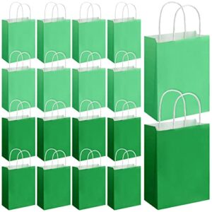 50 pcs green gift bags 6 x 8.2 x 3.1 inches st. patrick’s day medium green paper bags with handles kraft paper shopping bags gift wrap bags green party favor bag for wedding birthday retail supplies