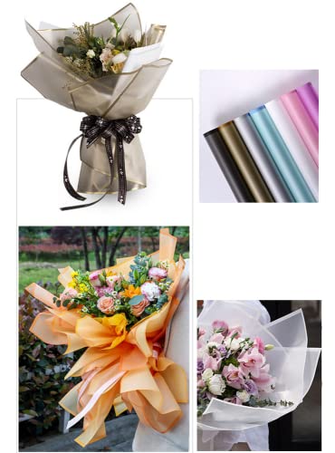 NatureMan 21Sheets /7 Colors edging TranslucentFlower Wrapping Paper,Florist Bouquet Supplies,DIY Crafts,Gift Packaging or Gift Box Packaging Paper, WaterproofFloral Wrapping Paper 22.8x22.8Inch