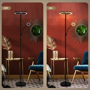 FIMEI Split Floor Lamp, Modern Bright LED Rotatable Floor Lamp with Reading Light for Home, Standing Lamp with Stepless Dimming and 3000K-6000K Color Temperature, Touch and Remote Control-Black