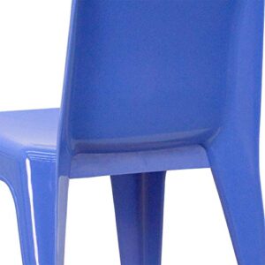 EMMA + OLIVER 4 Pack Blue Plastic Stack School Chair with Carrying Handle and 11" Seat Height