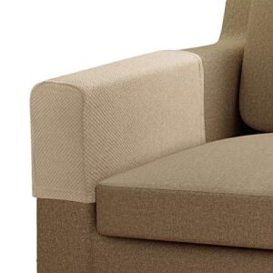 Zenna Home Pixel 2-Piece Stretch Furniture Arm Covers Armrest Protectors, Sand