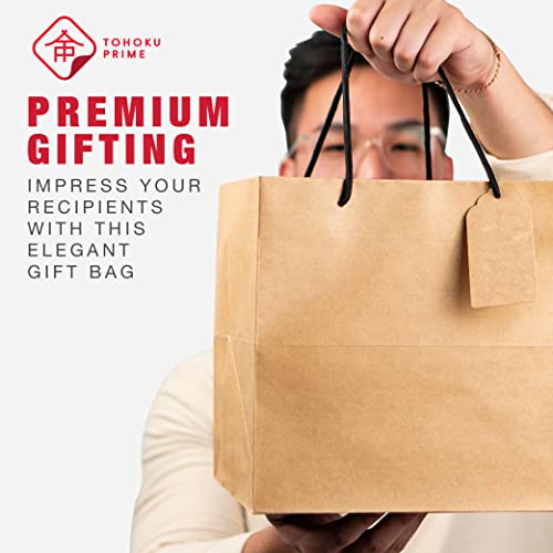 TOHOKU PRIME Brown Square Bottom Bags with Handles Bulk (30PCS) 10"x10"x10" Heavy Duty Kraft Paper Bags Perfect for 9" & 8" Cake Box, Square Shopping Bags with Handles, Square Gift Bags for 8" Gifts