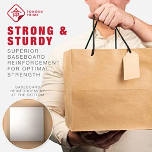 TOHOKU PRIME Brown Square Bottom Bags with Handles Bulk (30PCS) 10"x10"x10" Heavy Duty Kraft Paper Bags Perfect for 9" & 8" Cake Box, Square Shopping Bags with Handles, Square Gift Bags for 8" Gifts