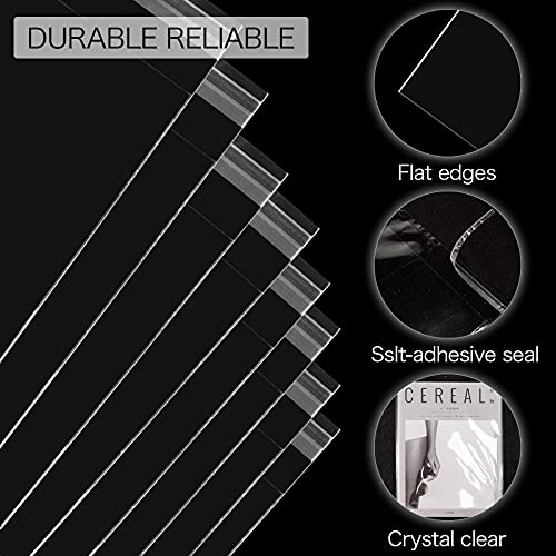 Crystal Clear Resealable Recloseable Cellophane/SelfSeal Bags for Bakery, Snacks, Candle, Soap, Cookie, Jewelry, Cards.(100 Pack) (9''X12'')…