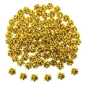 iceyyyy 100pcs mini christmas bows – 1inch metallic star mini gift bow mini christmas valentine’s day self adhesive bows for gifts wrapping holiday presents (gold)