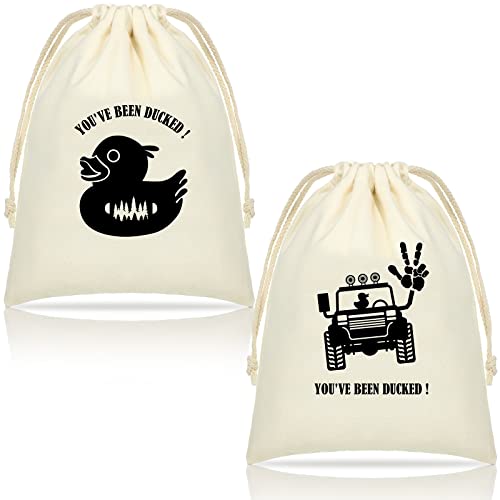 2 Pcs You've Been Ducked Bag Drawstring Backpack Bags Drawstring Gift Bag Reusable Rubber Duck Drawstring Bag Canvas Storage Bags Gift Wrap Bags Party Favor Bags for Duck Enthusiast, 13 x 10.23 Inch