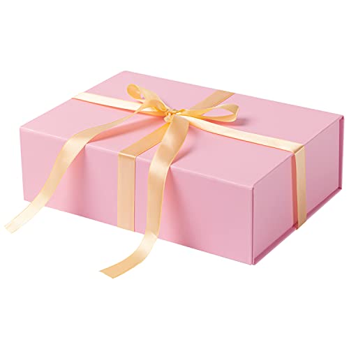 10.5” Large Gift Box with Ribbon and Magnetic lid for Christmas,Valentine's day,Birthdays, Bridal Gifts,Weddings,DIY and so on (Pink)