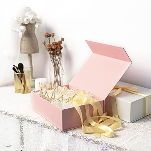 10.5” Large Gift Box with Ribbon and Magnetic lid for Christmas,Valentine's day,Birthdays, Bridal Gifts,Weddings,DIY and so on (Pink)