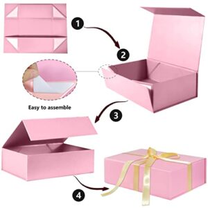 10.5” Large Gift Box with Ribbon and Magnetic lid for Christmas,Valentine's day,Birthdays, Bridal Gifts,Weddings,DIY and so on (Pink)