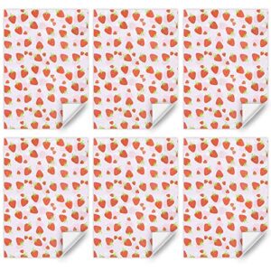 Strawberry Wrapping Paper Happy Birthday Girls Kids 6 Sheets, Cute Sweet Strawberries Fruity Design Perfect DIY Gift Wrap Pink Wraping Paper for Birthday, Holiday, Wedding, Baby Shower, Christmas, Mother's Day, Party and More Occasions