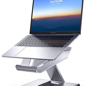 Lamicall Laptop Stand, Adjustable Notebook Riser - Foldable Portable Ergonomic Computer Desktop Laptop Holder for Desk, Compatible with MacBook Air Pro, Dell XPS, HP (10-17") - Silver