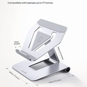 Lamicall Laptop Stand, Adjustable Notebook Riser - Foldable Portable Ergonomic Computer Desktop Laptop Holder for Desk, Compatible with MacBook Air Pro, Dell XPS, HP (10-17") - Silver