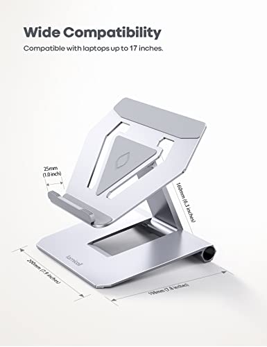 Lamicall Laptop Stand, Adjustable Notebook Riser - Foldable Portable Ergonomic Computer Desktop Laptop Holder for Desk, Compatible with MacBook Air Pro, Dell XPS, HP (10-17") - Silver