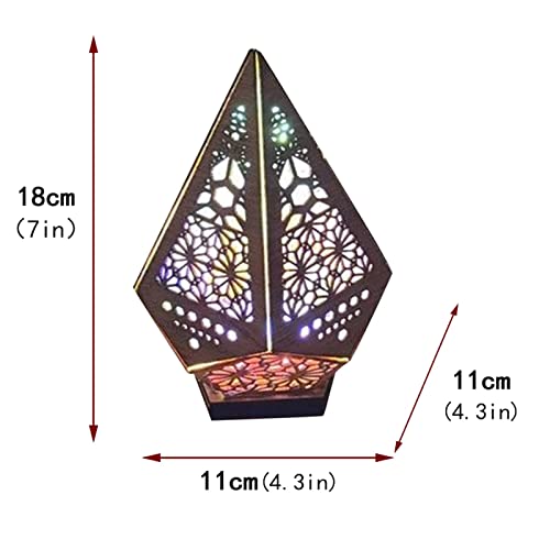 Bohemian Wooden Floor Lamp, Hollow Geometric Retro Floor Decorative Lamp, USB LED Colorful Diamond Lights 3D Projection Night lamp Desk Lamp Home Decor