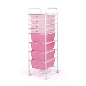humble crew 8 drawer rolling storage cart with wheels, pink